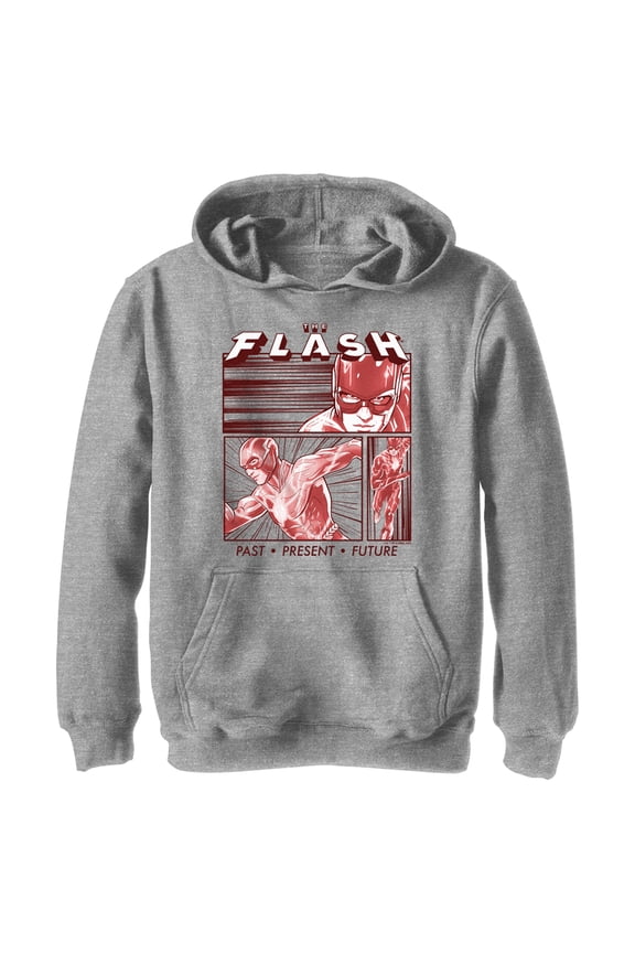 Boy's The Flash Speedster Running Through Panels Pull Over Hoodie Athletic Heather X Large