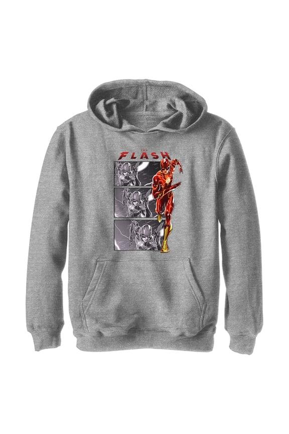 Boy's The Flash Speedster comics Book Panels  Pull Over Hoodie Athletic Heather X Large