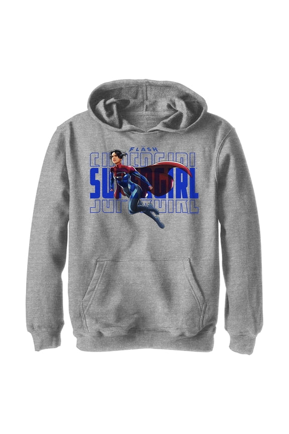 Boy's The Flash Supergirl Sky Flight  Pull Over Hoodie Athletic Heather Medium