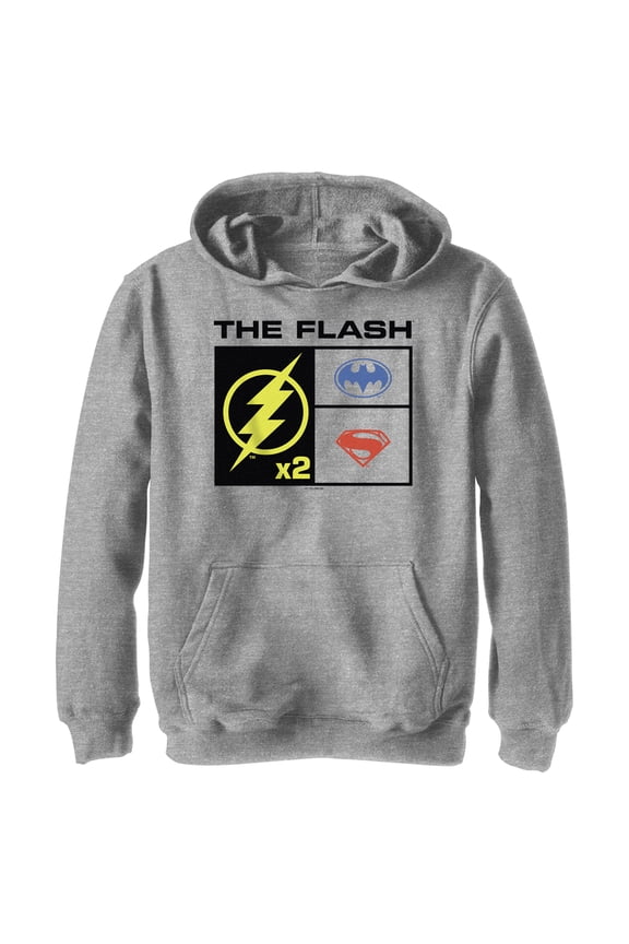 Boy's The Flash Team Members Logo Boxed Pull Over Hoodie Athletic Heather Medium