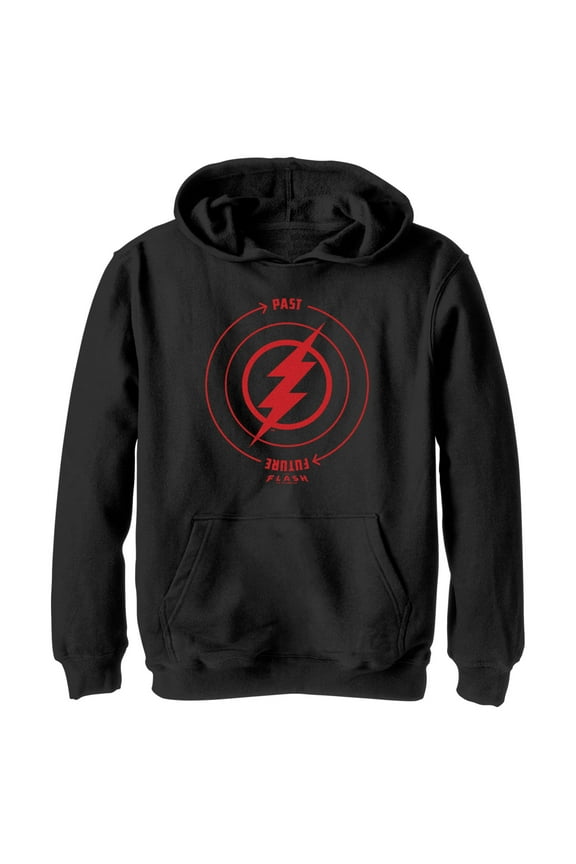 Boy's The Flash Time Travel Lightning Bolt Pull Over Hoodie Black Small