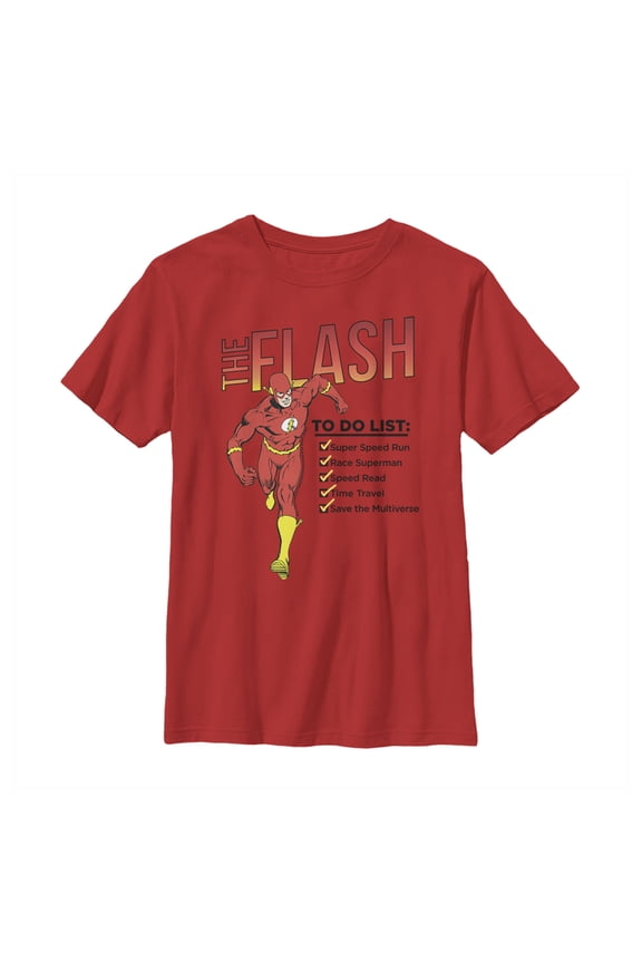 Boy's The Flash To Do List  Graphic Tee Red Small