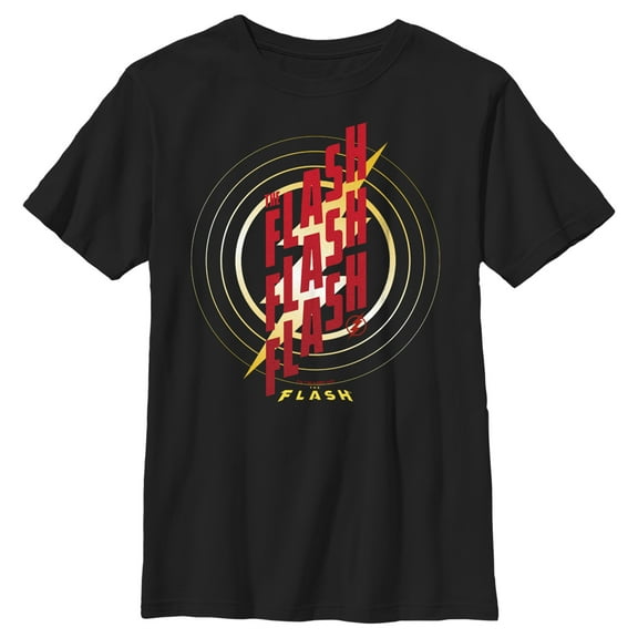 Boy's The Flash Triple Red Logo Graphic Tee Black Large