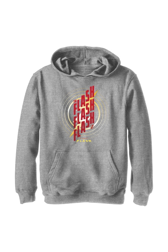 Boy's The Flash Triple Red Logo Pull Over Hoodie Athletic Heather Medium