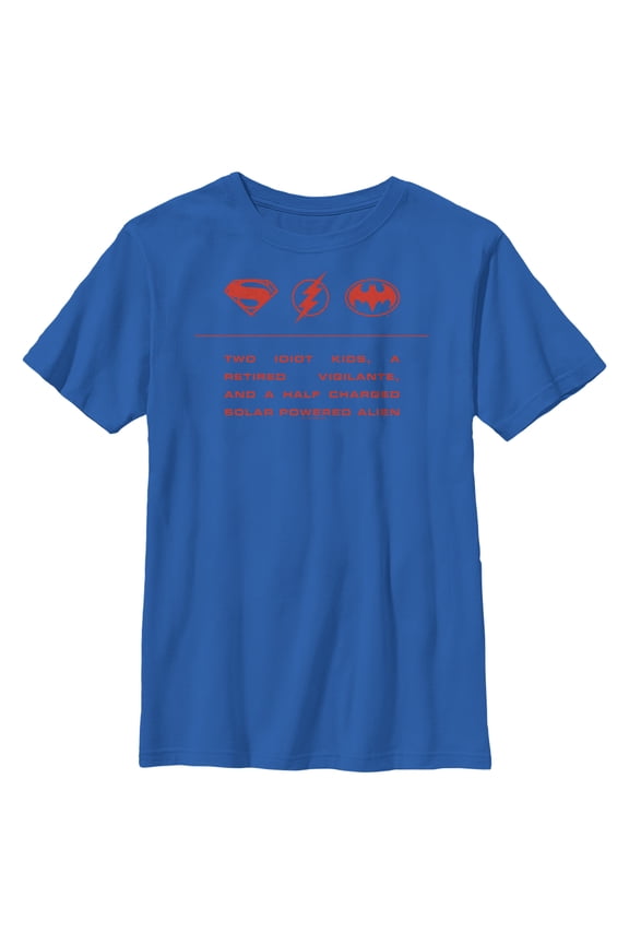 Boy's The Flash Two Idiot Kids Quote Graphic Tee Royal Blue X Large