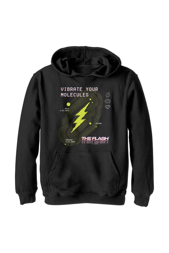 Boy's The Flash Vibrate Your Molecules Pull Over Hoodie Black Medium