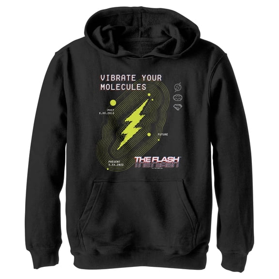 Boy's The Flash Vibrate Your Molecules Pull Over Hoodie Black Small