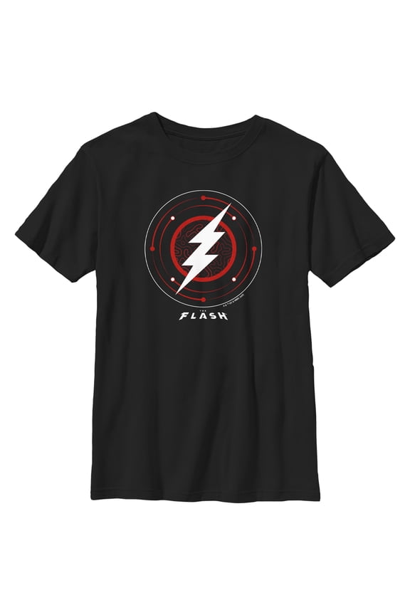 Boy's The Flash White Lightning Bolt Stamp Graphic Tee Black Medium
