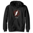 thumbnail image 1 of Boy's The Flash White Lightning Bolt Stamp  Pull Over Hoodie Black Small, 1 of 4