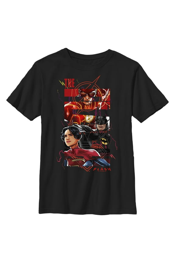 Boy's The Flash comics Book Superheroes Graphic Tee Black Large