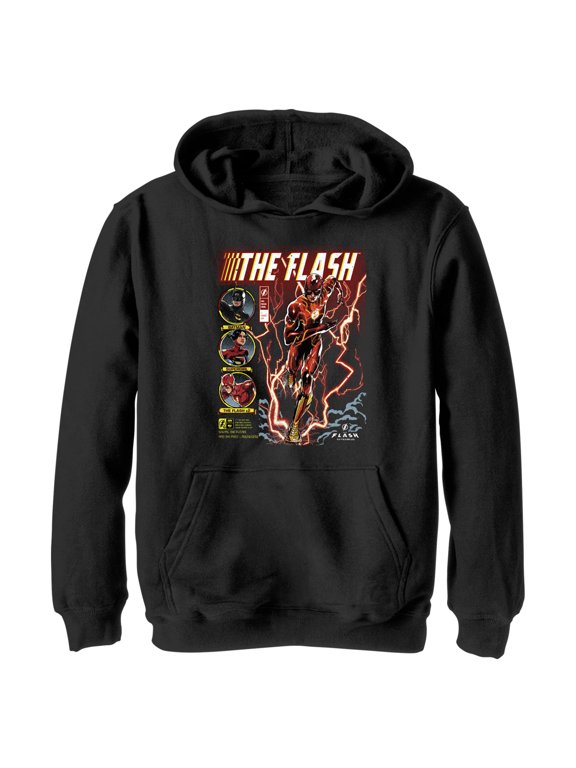 Boy's The Flash comics Cover Barry Allen Pull Over Hoodie Black Small