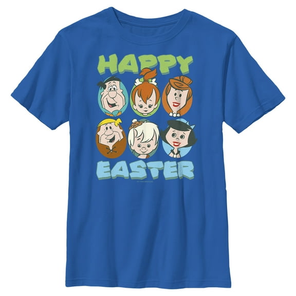 Boy's The Flintstones Happy Easter Family Portraits  Graphic Tee Royal Blue Medium