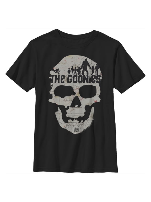 Boy's The Goonies Skull Map Logo Graphic Tee Black Large