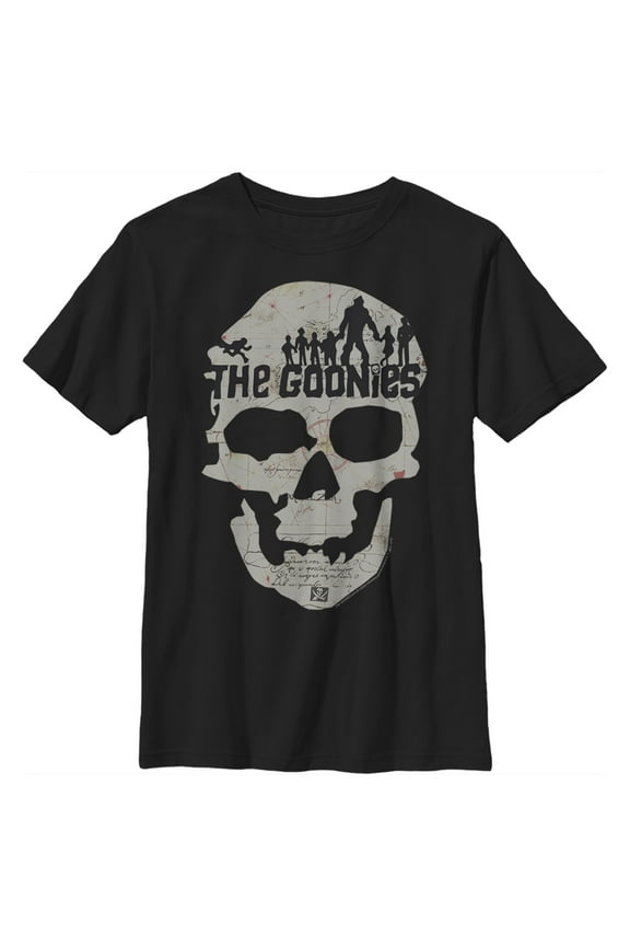 Boy's The Goonies Skull Map Logo Graphic Tee Black Large