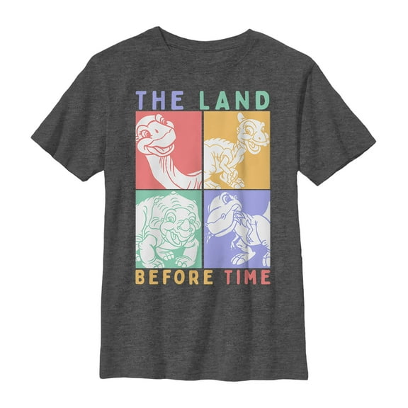 Boy's The Land Before Time Dinosaur Squares  Graphic Tee Charcoal Heather Medium