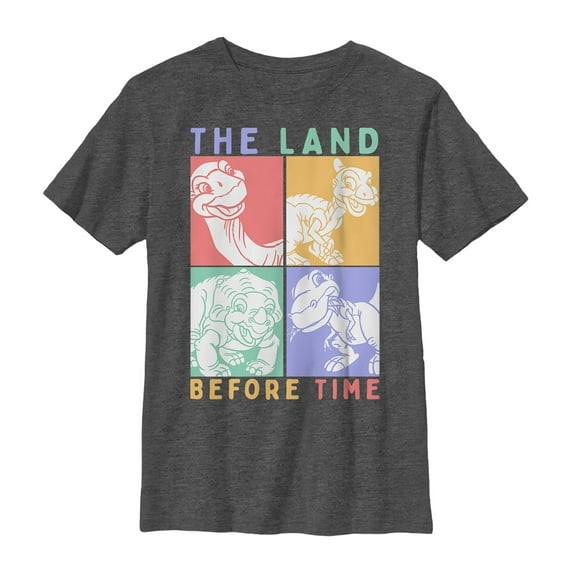 Boy's The Land Before Time Dinosaur Squares Graphic Tee Charcoal Heather Medium