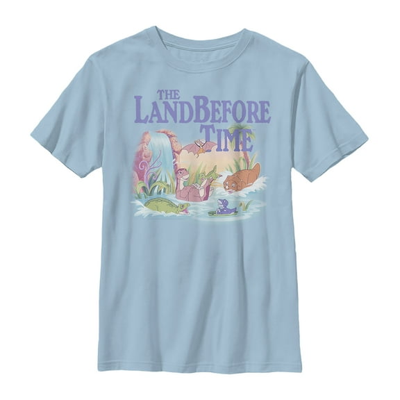Boy's The Land Before Time Dinosaur Summer Splash  Graphic Tee Light Blue Large