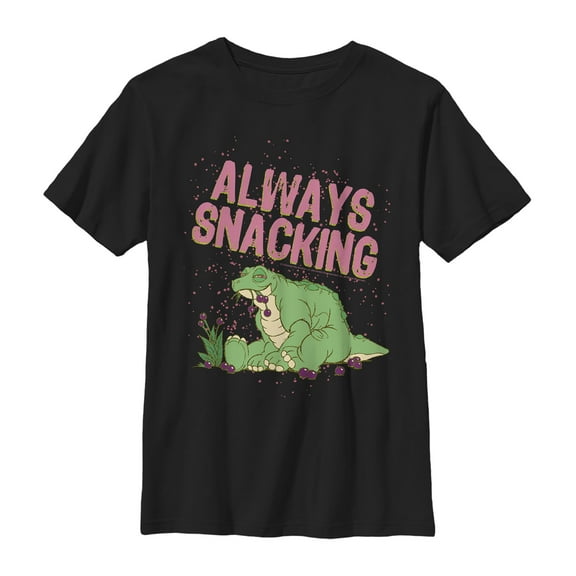Boy's The Land Before Time Snacking Spike  Graphic Tee Black Medium