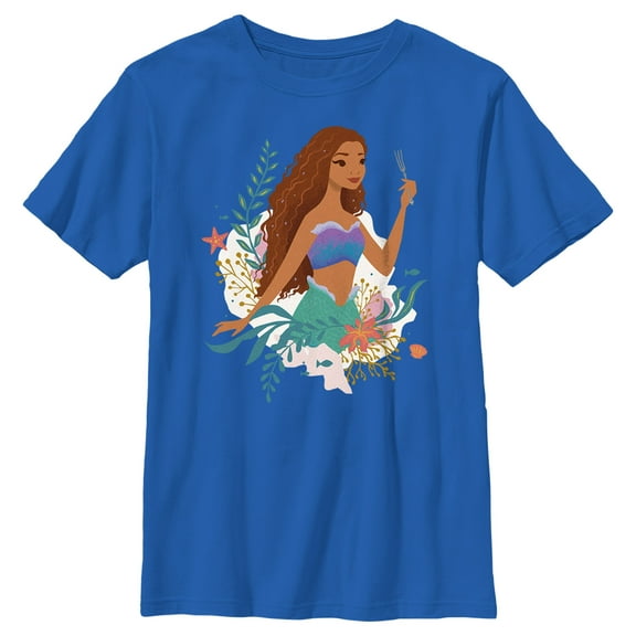 Boy's The Little Mermaid Ariel Dinglehopper Portrait Graphic Tee Royal Blue X Large