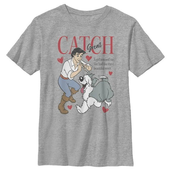 Boy's The Little Mermaid Prince Eric Great Catch Graphic Tee Athletic Heather X Large