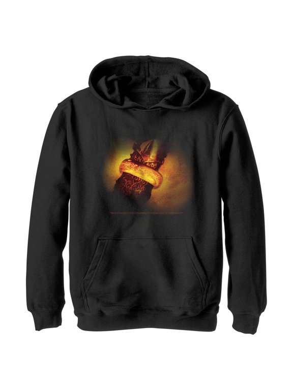 Boy's The Lord of the Rings Fellowship of the Ring One Ring Pull Over Hoodie Black Small