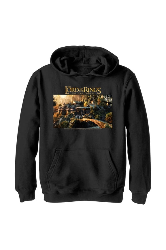 Boy's The Lord of the Rings Two Towers Rivendell Scene Pull Over Hoodie Black Medium