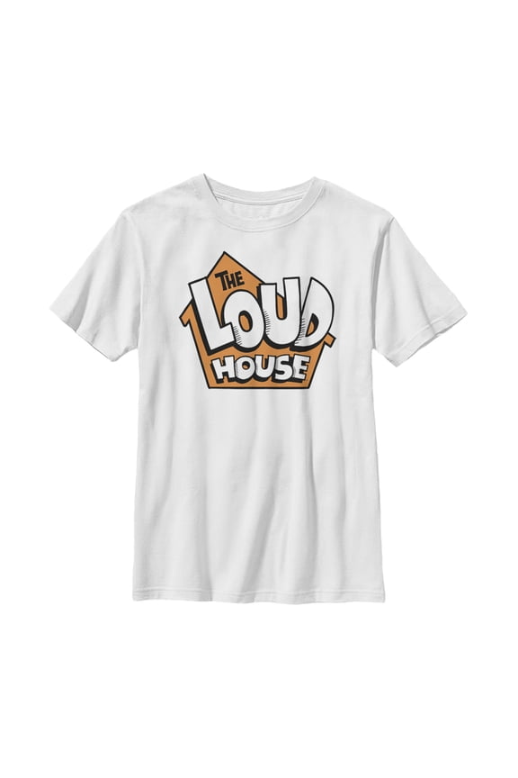 Boy's The Loud House Classic Logo Graphic Tee White Large
