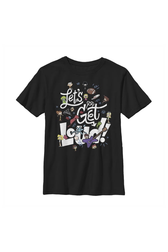 Boy's The Loud House Let's Get Loud Party  Graphic Tee Black Medium