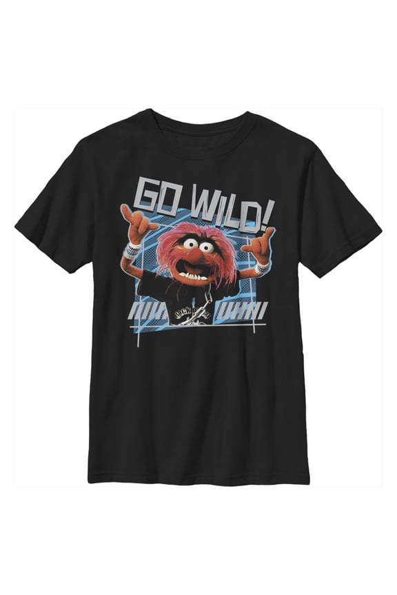 Boy's The Muppets Animal Go Wild Graphic Tee Black Large