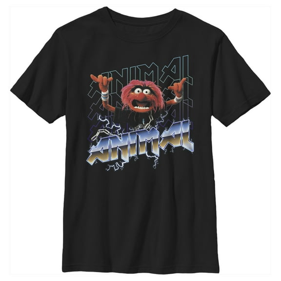 Boy's The Muppets Animal Metal Graphic Tee Black Medium