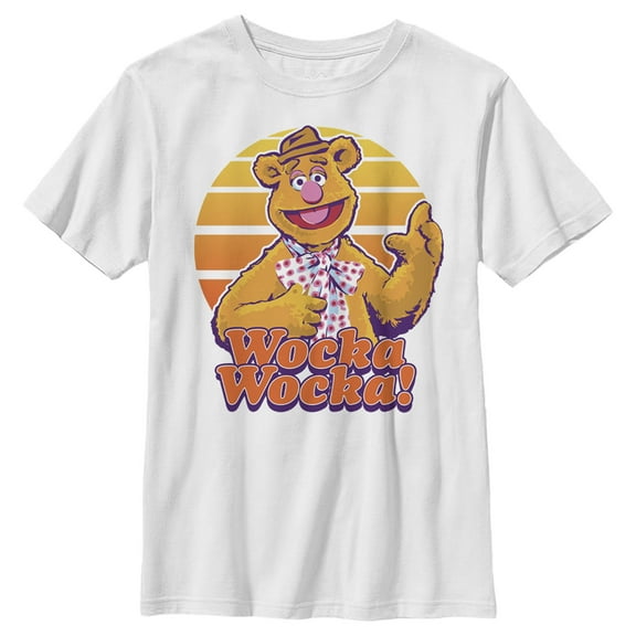 Boy's The Muppets Fozzie Retro Bear  Graphic Tee White Medium