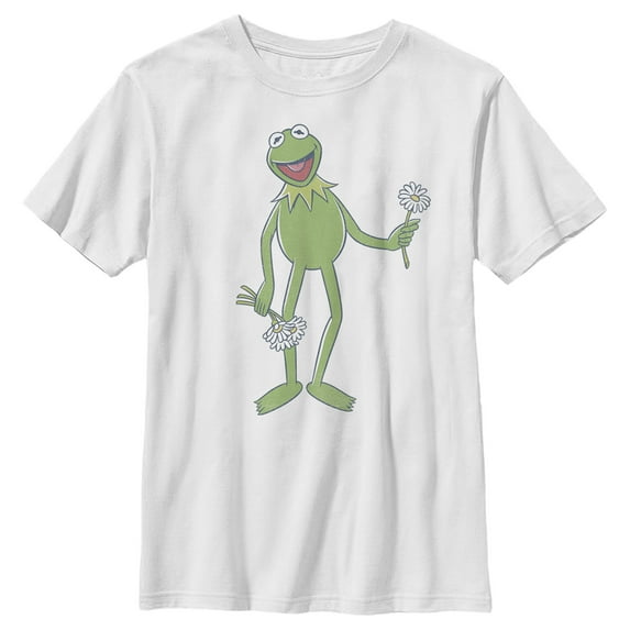 Boy's The Muppets Kermit Flower Bouquet Graphic Tee White Small