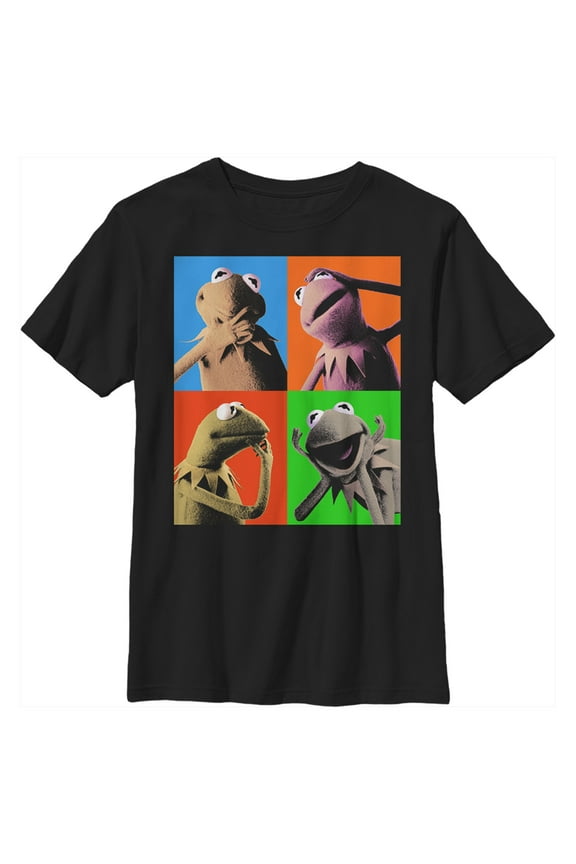 Boy's The Muppets Kermit Pop Art Graphic Tee Black Large
