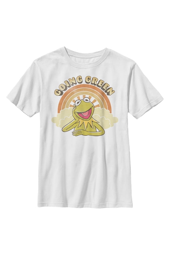 Boy's The Muppets Kermit Retro Green Graphic Tee White Medium