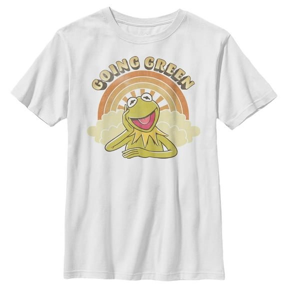 Boy's The Muppets Kermit Retro Green Graphic Tee White Small