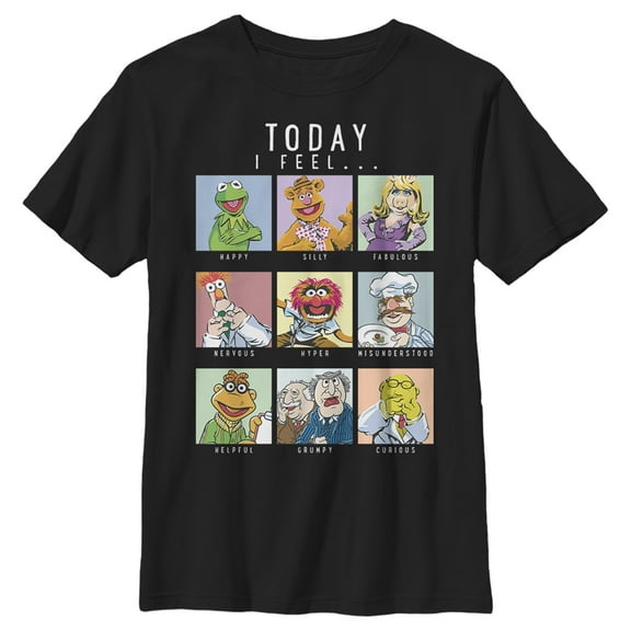 Boy's The Muppets Mood Chart  Graphic Tee Black Small