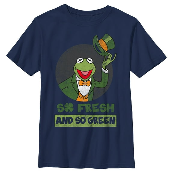 Boy's The Muppets So Fresh and Green Graphic Tee Navy Blue X Large