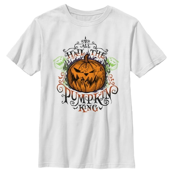 Boy's The Nightmare Before Christmas All Hail the Pumpkin King Graphic Tee White Medium
