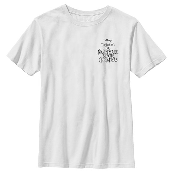 Boy's The Nightmare Before Christmas Black Pocket Logo Graphic Tee White Medium