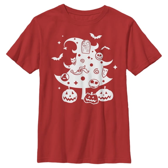 Boy's The Nightmare Before Christmas Character Christmas Tree Graphic Tee Red X Small