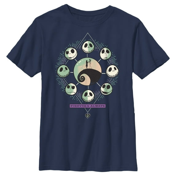 Boy's The Nightmare Before Christmas Forever & Always Couple Graphic Tee Navy Blue Medium