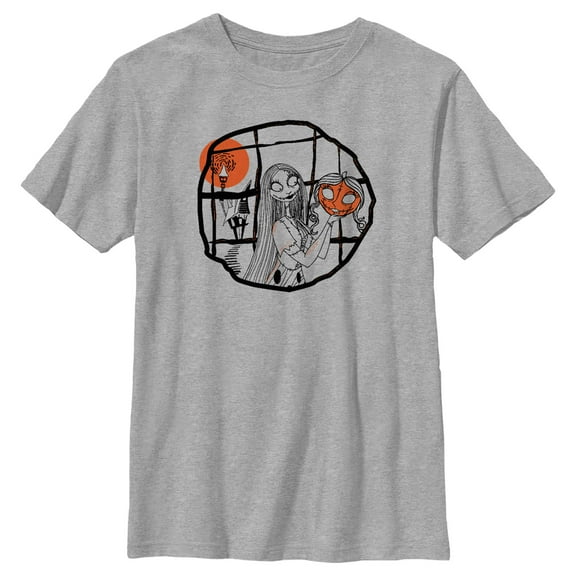Boy's The Nightmare Before Christmas Halloween Sally Pumpkin Sketch Graphic Tee Athletic Heather Medium