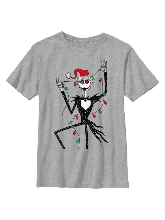 Boy's The Nightmare Before Christmas Jack Christmas Lights Graphic Tee Athletic Heather Large