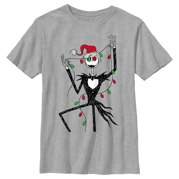 Boy's The Nightmare Before Christmas Jack Christmas Lights Graphic Tee Athletic Heather Medium