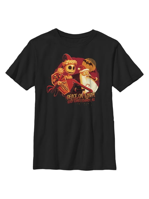 Boy's The Nightmare Before Christmas Jack Good Scares Towards All Graphic Tee Black X Large