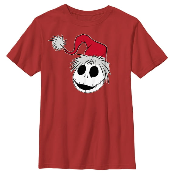 Boy's The Nightmare Before Christmas Jack Santa Hat Graphic Tee Red Medium