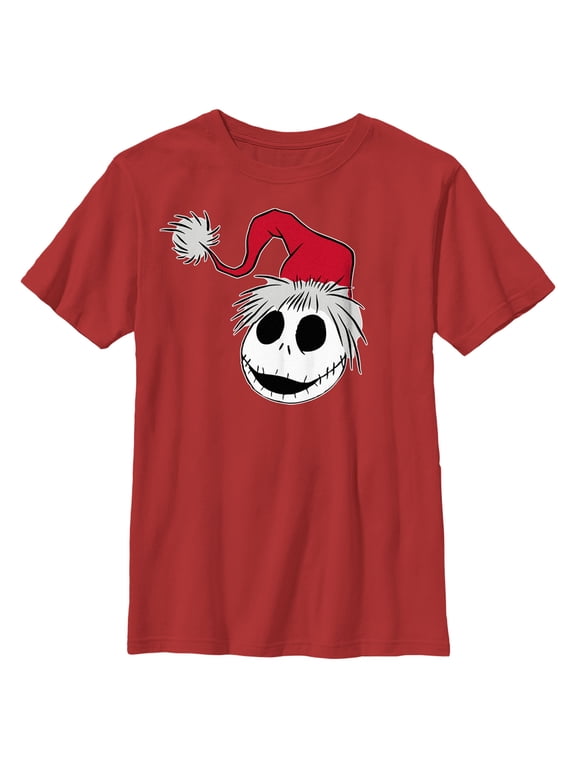 Boy's The Nightmare Before Christmas Jack Santa Hat Graphic Tee Red X Large