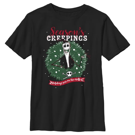 Boy's The Nightmare Before Christmas Jack Season's Creepings Graphic Tee Black Large