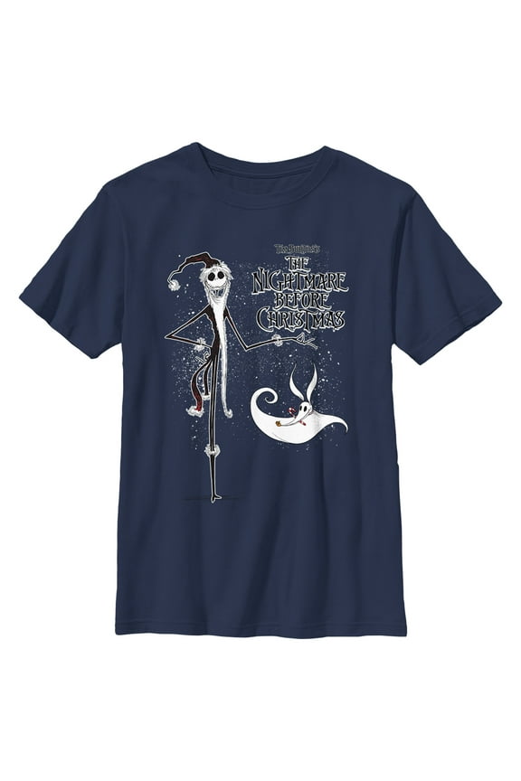 Boy's The Nightmare Before Christmas Jack Skellington Sandy Claws Logo  Graphic Tee Navy Blue Large