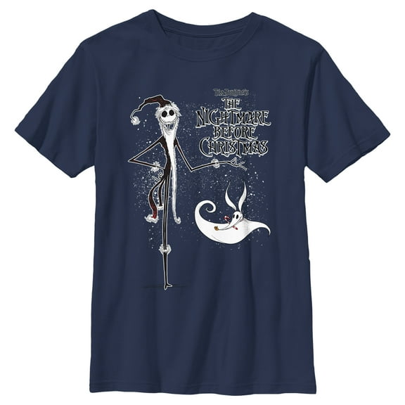 Boy's The Nightmare Before Christmas Jack Skellington Sandy Claws Logo  Graphic Tee Navy Blue Medium
